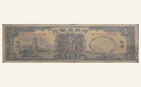 民国二十二年河北省银行壹圆(天津)实物图片
